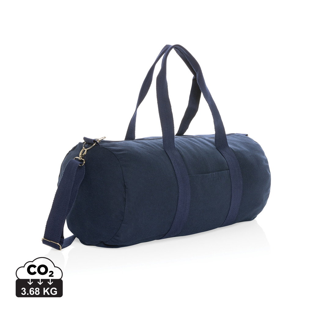 Sac polochon publicitaire toile recyclée 285g Impact Bleu marine
